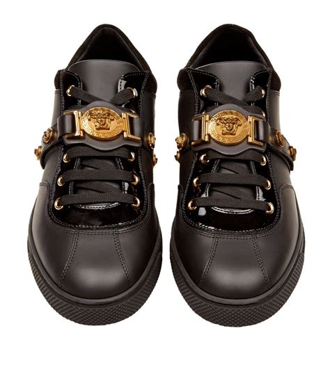 versace medusa black patent leather sneakers